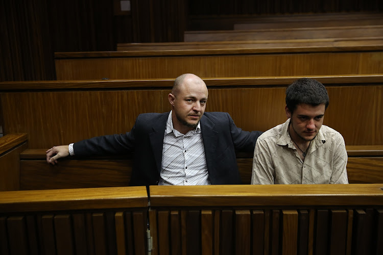 Zac Valentine and Le Roux Steyn (right) in the Johannesburg High Court on April 16 2018.