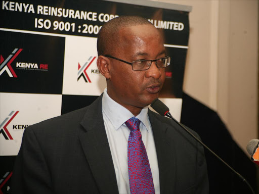 Kenya Re managing director Jadiah Mwaraniah during the release of the half year report in Nairobi on August 12, 2015. /ENOS TECHE