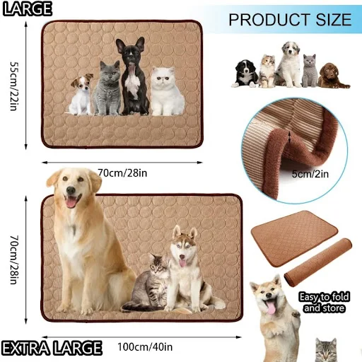 55x70cmPet Ice Silk Pad Dog Cat Pad Cool Pad Cooling Supplies Large and Small Pet Pad Machine Washable Summer Breathable