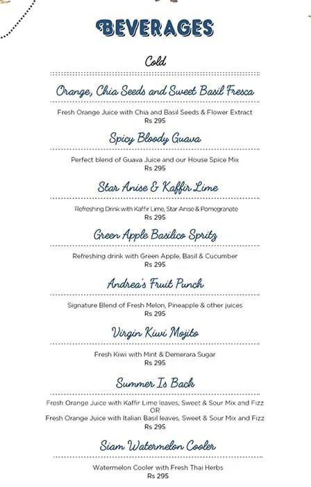 Andrea's Eatery menu 