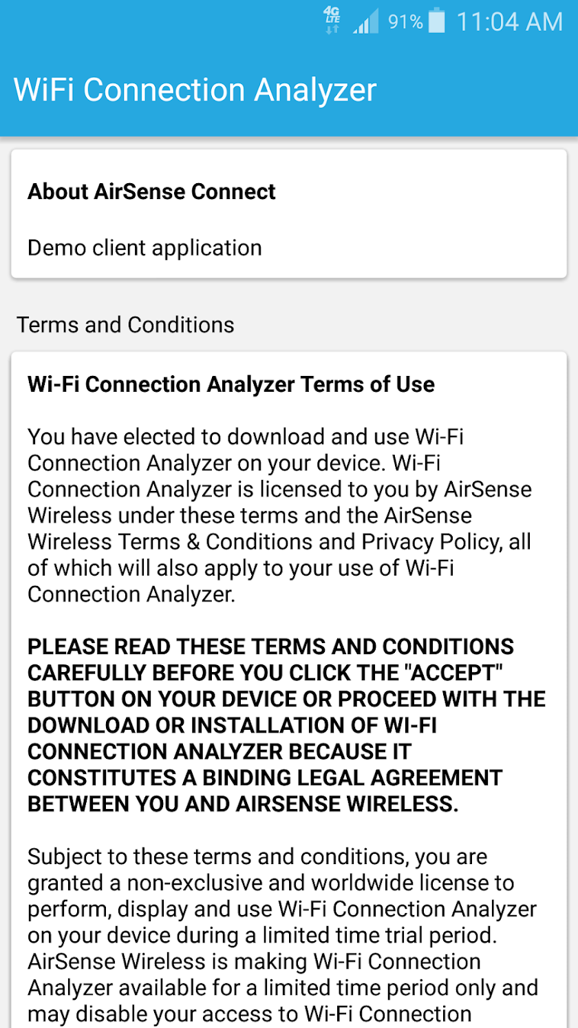 Wi-Fi Connection Analyzer Screen 1