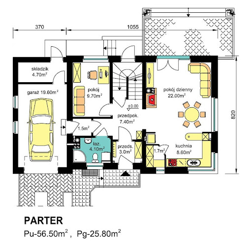 BW-36 wariant 14 podpiwniczony - Rzut parteru