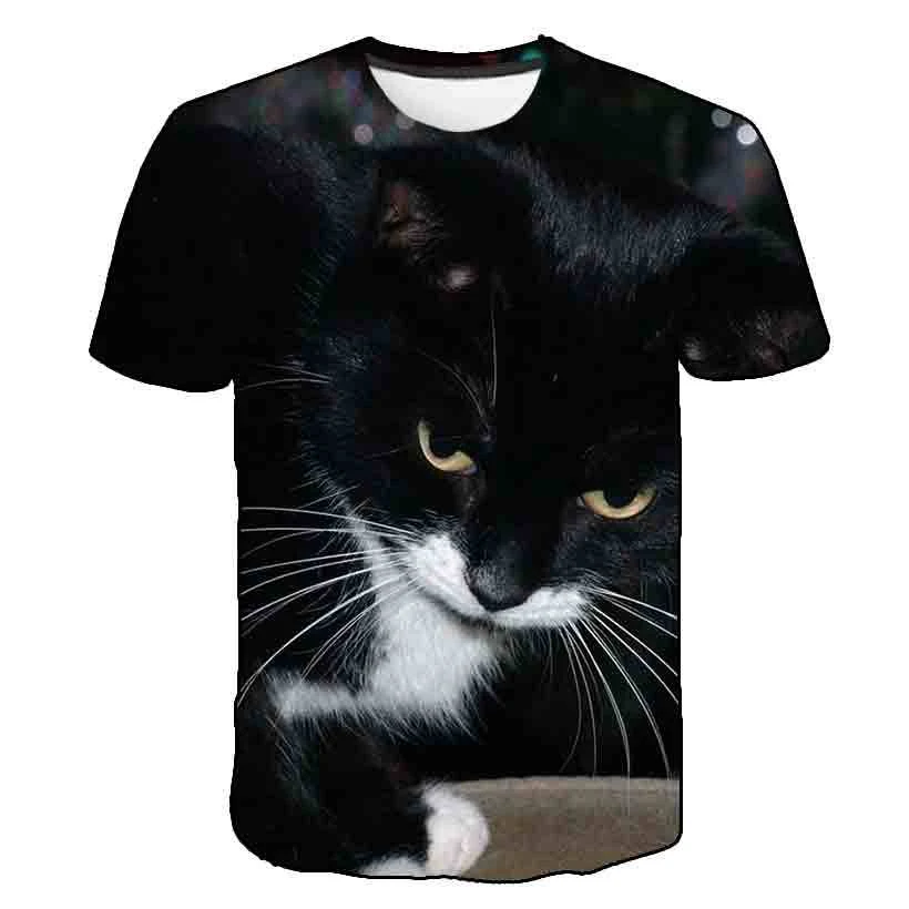 Camiseta de verano para niños con estampado de gatito coreano Manga corta ligera y transpirable ideal para el calor, diseño adorable y cómodo