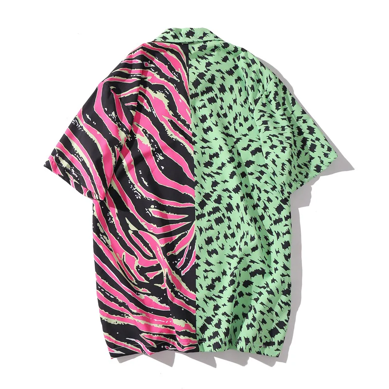 Vintage leopard colorblock floral shirt