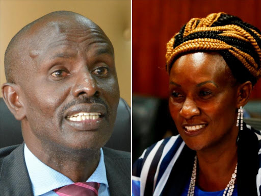 Katibu mkuu wa Knut Wilson Sossion na afisa mkuu mtendaji wa TSC Nancy Macharia