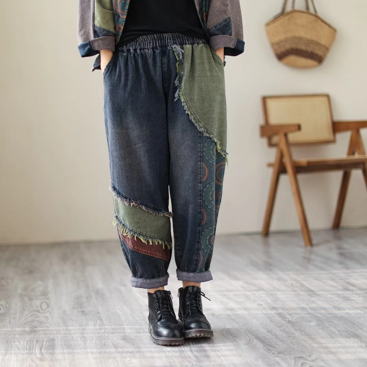 Title 3, Contrast Color Denim Suit Cool Long Sleeve Coat...
