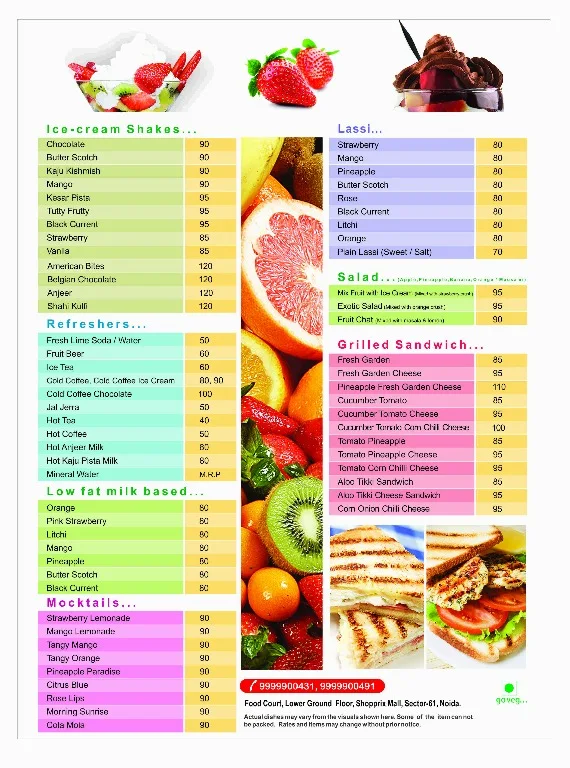 BK's The Juice Bar menu 