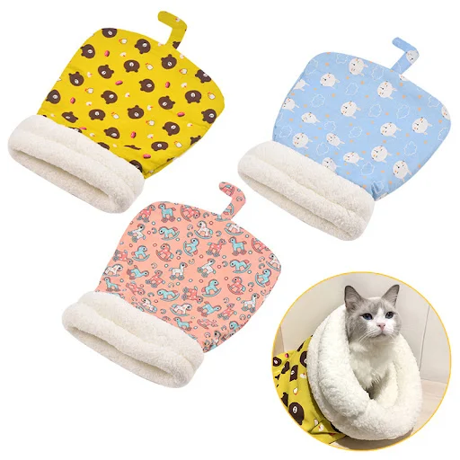 Winter Warm Cat Sleeping Bag Fluffy Feel Thickened Pet Pocket Type Quilt Bed Kitten Puppy Soft Comfortable Nest Pet Supp