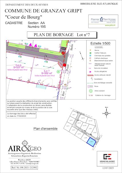 Vente terrain  552 m² à Granzay-Gript (79360), 48 500 €