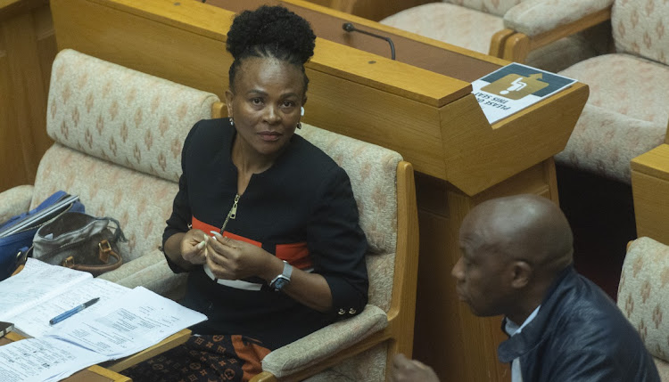 Suspended public protector Busisiwe Mkhwebane during the parliamentary inquiry into her fitness to hold office.