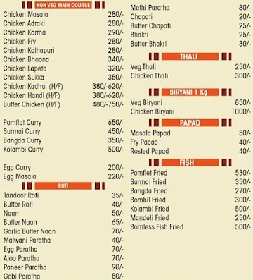 Samarth Hotel And Family Restaurant menu 