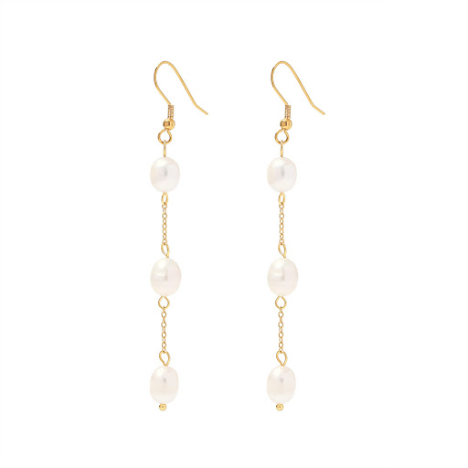 Title 4, New Titanium Steel Earrings with Natural Freshw...