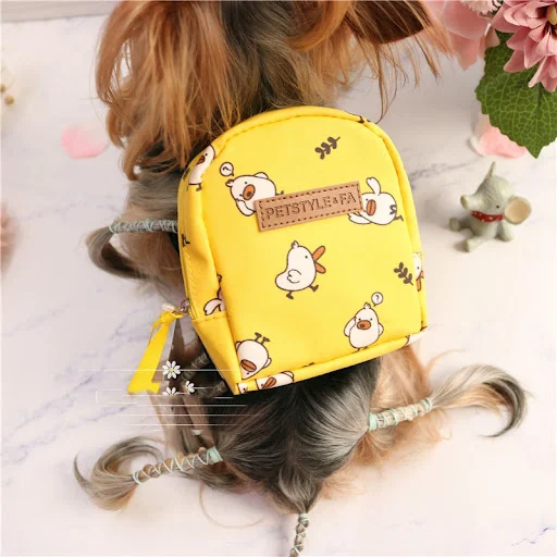 Cute Dog Backpack Harness With Leash Set Pink Little Small Animal Pet Cat School Bag With Lead Carrier Pitbull Yorkov Pr