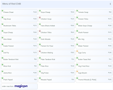 Red Chilli menu 