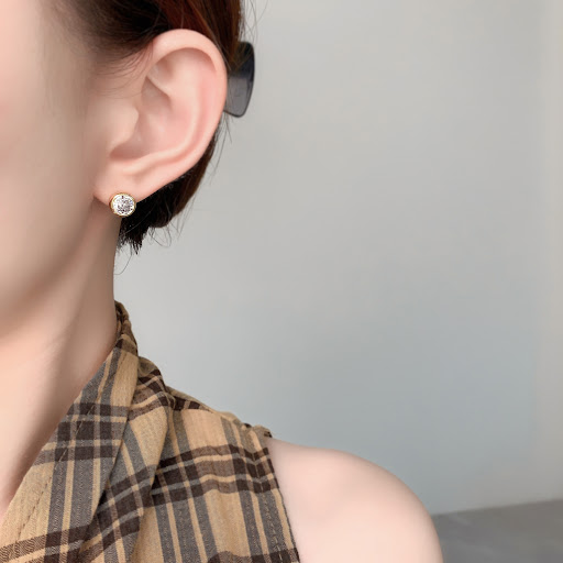 Title 1, Fashionable Zircon Stud Earrings. Simple, refin...