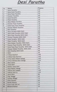 Desi Paratha menu 1