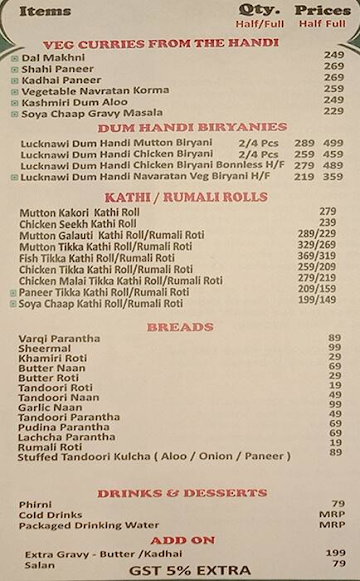 Alkauser Muglai Foods menu 