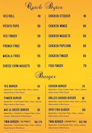 Burger Factory menu 