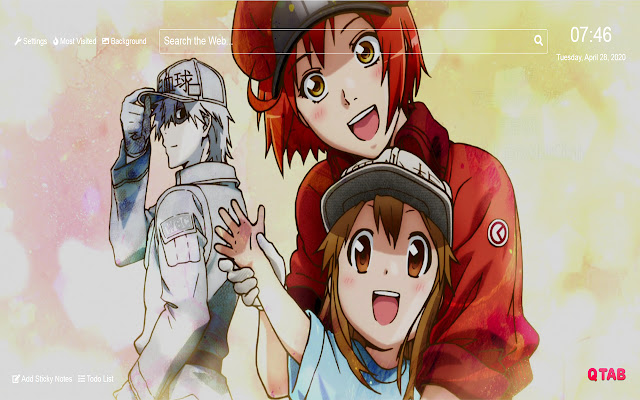 Cells at Work! Wallpaper for New Tab