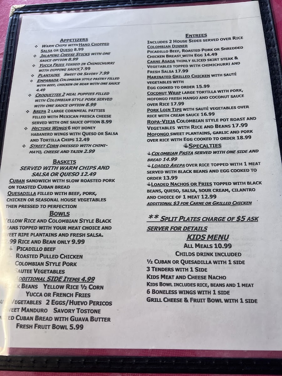 Front of menu 4/25/24