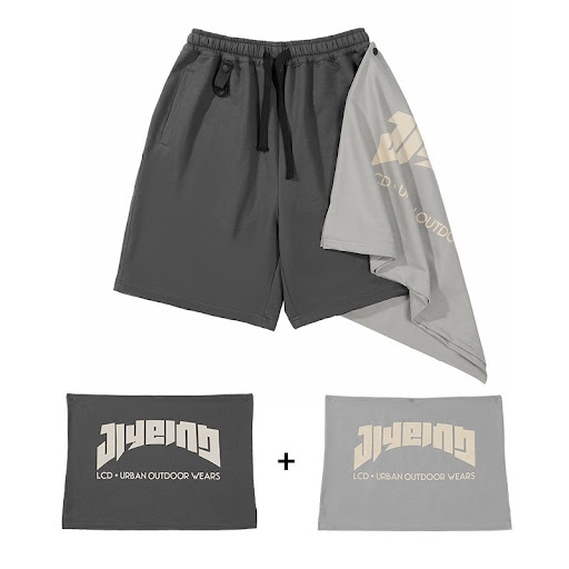Title 3, Fake Two Contrasting Color Patchwork Shorts