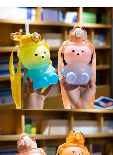 Title 4, Cute Gradient Little Bear Cartoon Straw Plastic...