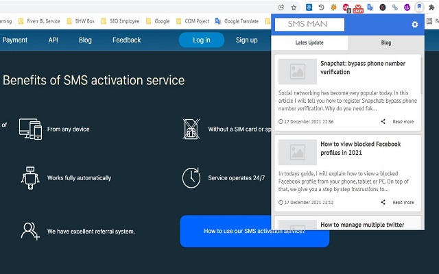 Benefits of SMS activation service Blog chrome extension