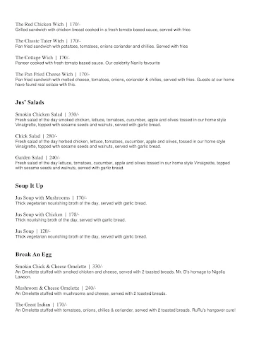 Jus' Trufs - Chocolate Shop & Cafe menu 