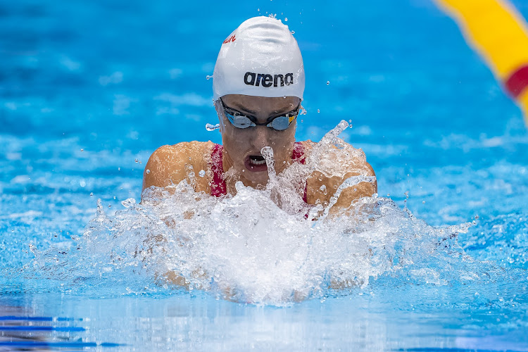 Tatjana Schoenmaker in action during the women's 100m breaststroke semifinals at the world championships in Fukuoka, Japan, on Monday.