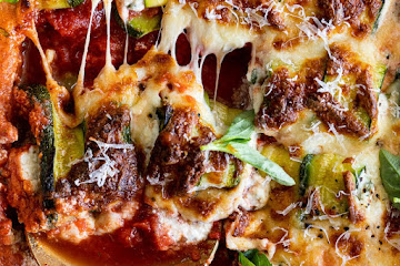 Zucchini Involtini stuffed with herbed ricotta in tomato sauce