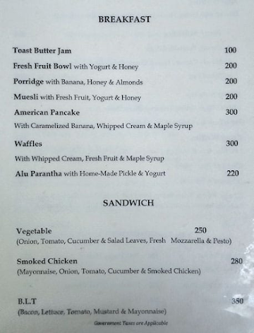 Highland Burger Grill menu 