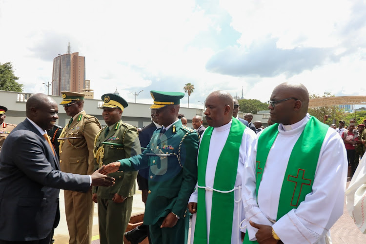 Deputy President Rigathi Gachagua arriving at the Holy family Basilica minor for a thanksgiving service for the disciplined forces and their families on Sunday, November 6, 2022