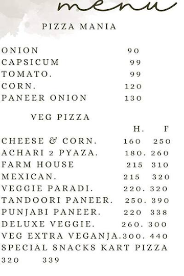 Shakes Kart menu 