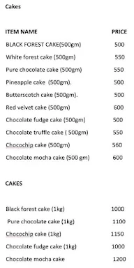 Cake House menu 1