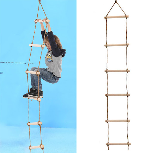 Title 1, Wooden Childrens Climbing Ladder Outdoor Sport...