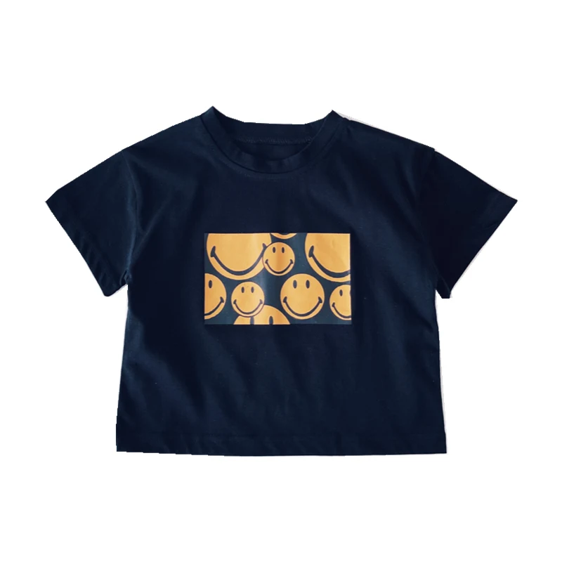 Camiseta manga curta infantil verão Wild Baby, algodão, camisa de baixo, top manga curta, leve e confortável para meninos.