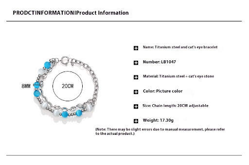 Title 1, Womens Titanium Steel Stitching Opal Bracelet