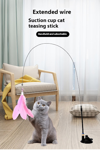 Title 12, Cat teaser toy with bell, long brush holder, su...