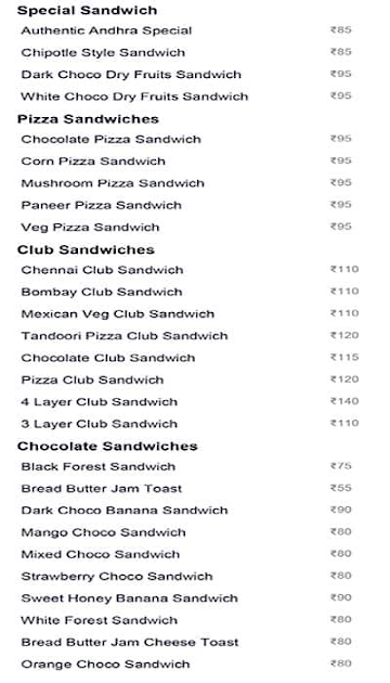 The Sandwich Station menu 