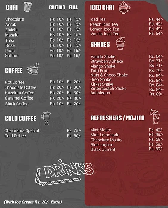 Chaiorama menu 