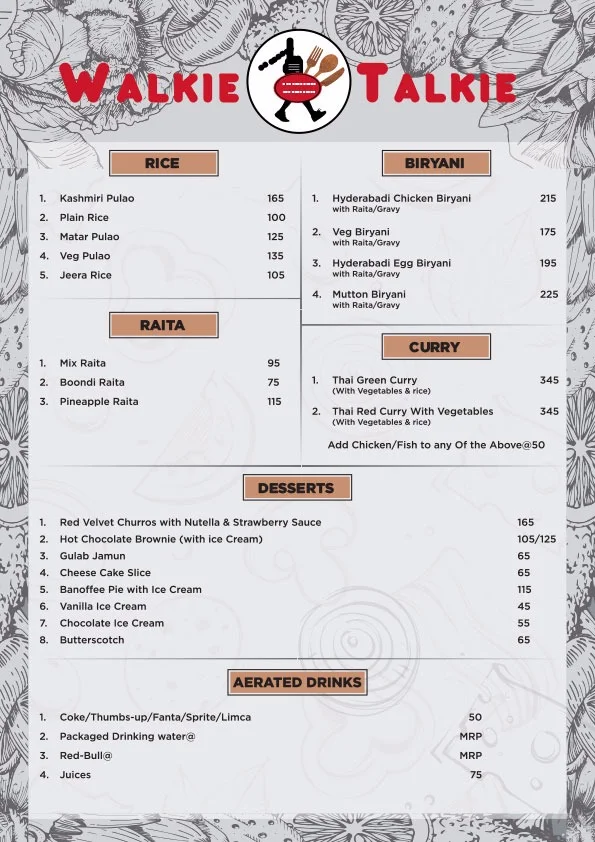 Cafe Walkie-Talkie menu 