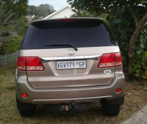 CRIME: A gold Toyota Fortuner was recovered by the members of the police flying squad in Vincent, East London, last night after reports that the vehicle was involved in mall parking lot thefts Picture: SUPPLIED