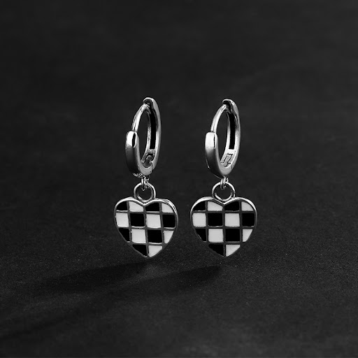 Title 4, All Over 925 Sterling Silver Heart Chessboard L...