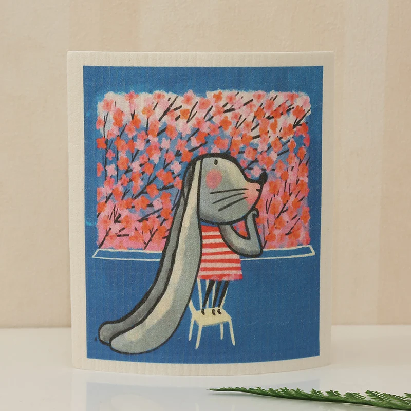 Keukendoek met schattige cartoon tulpenprint. Kleurrijke afwasdoek, ideaal voor dagelijks gebruik en fleurt uw keuken op.