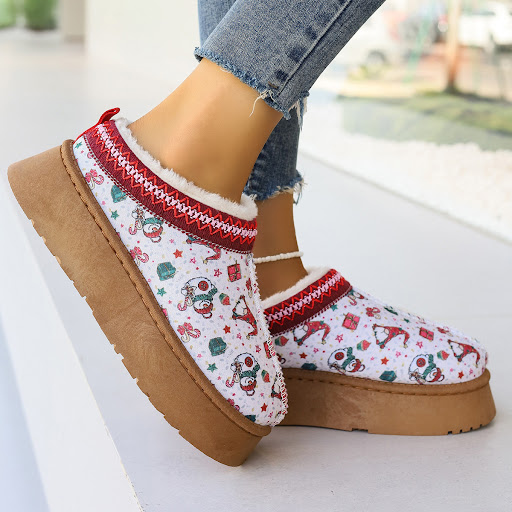 Title 5, Dames Cartoon Kerstprint Enkel Laarzen Casual S...