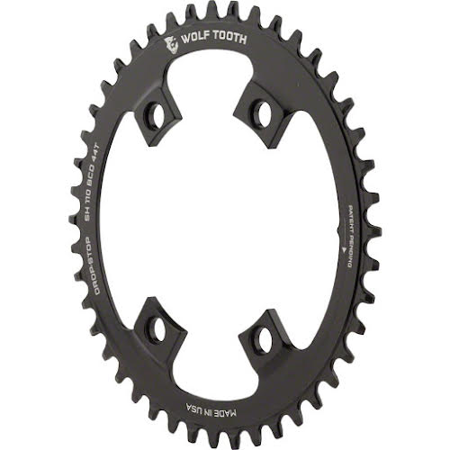 Wolf Tooth Drop-Stop Chainring: 44T x Shimano Asymmetric 110BCD, for Shimano Asymmetric 4-Arm cranks, Black