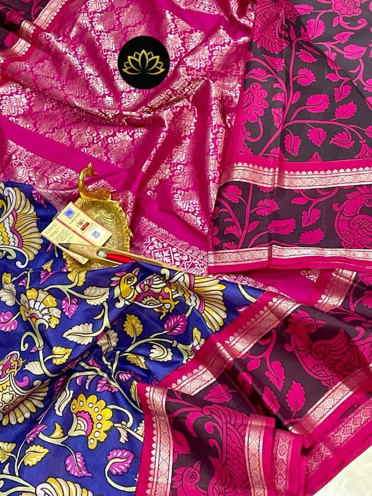 GADWAL PURE SILK Penkalamkari DIGITAL PRINTS SAREE.