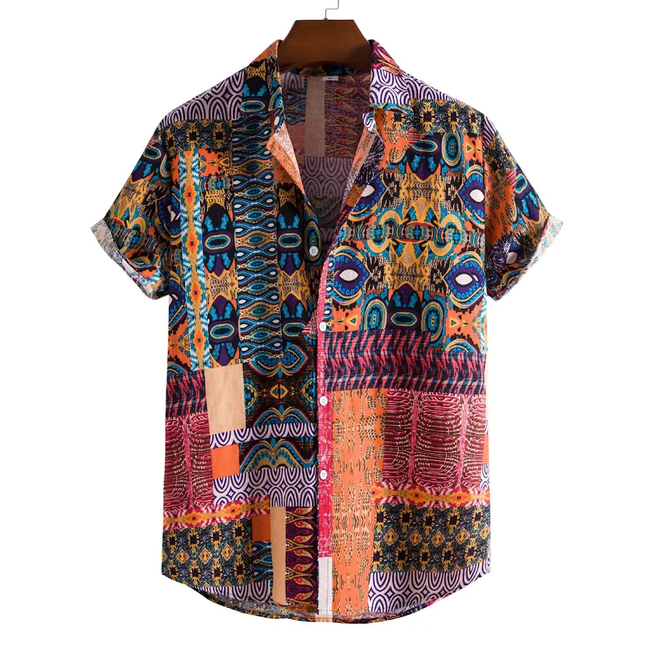 Summer New Plus Size Men's Casual Fashion Digital Printing Short Sleeve Shirt Comfortable and Stylish Perfect for Summer