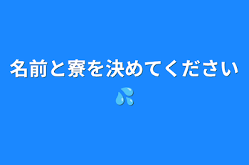 名前と寮を決めてください💦