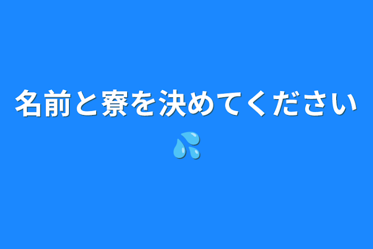 「名前と寮を決めてください💦」のメインビジュアル